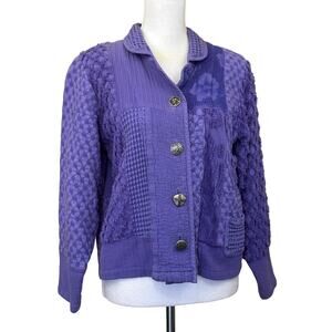 Purple chenille patchwork Jacket by Nanette Keller, vintage, artsy, statement